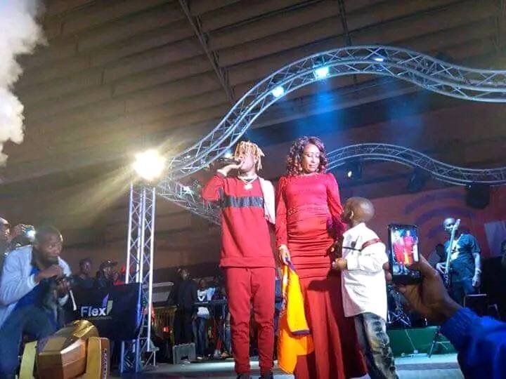 Fik Fameica and his mum during his first ever concert at freedom city, January 2018