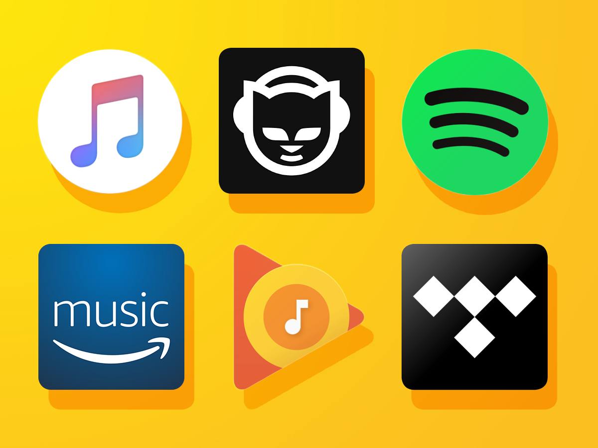 Popular logos of top streaming music platforms