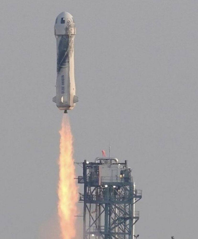 Jeff's rocket blasts off from the launch Pad in Texas, USA