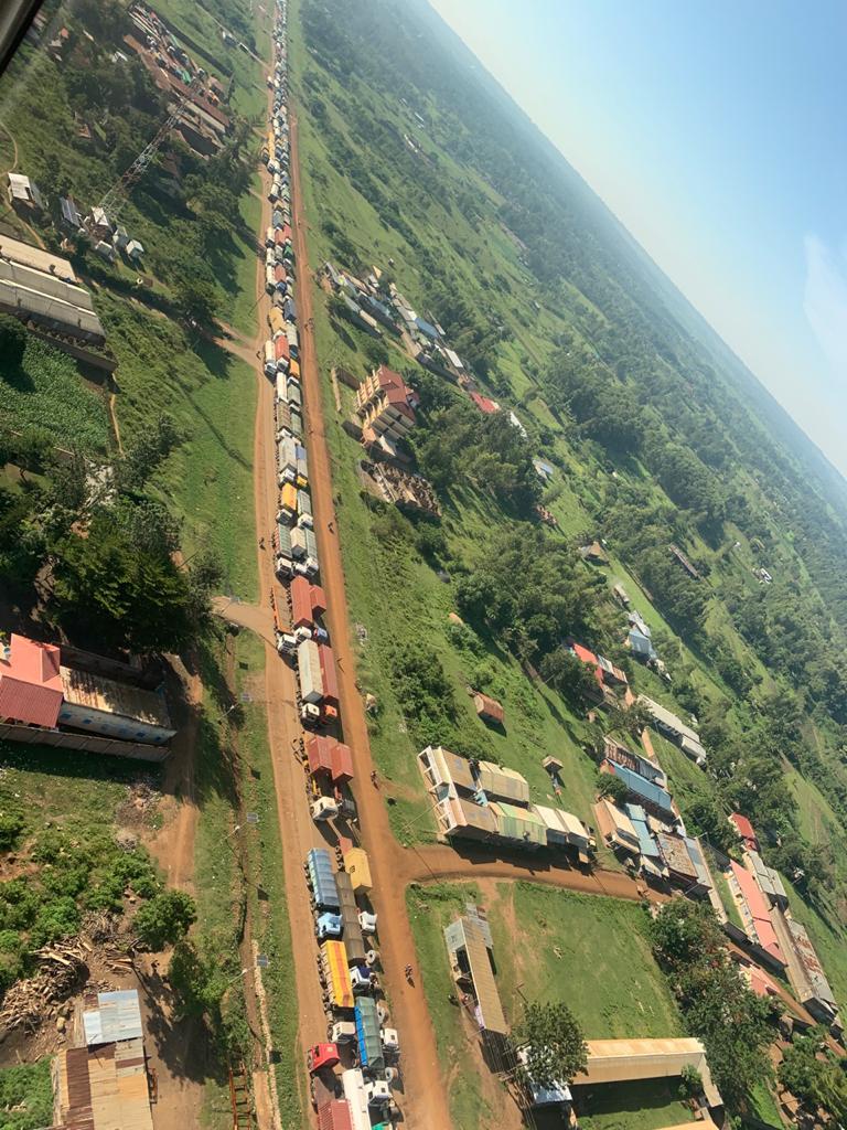 Stationary trucks along Bungoma-Malaba highway