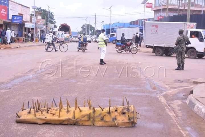 One of the Road blocks in Mbarara