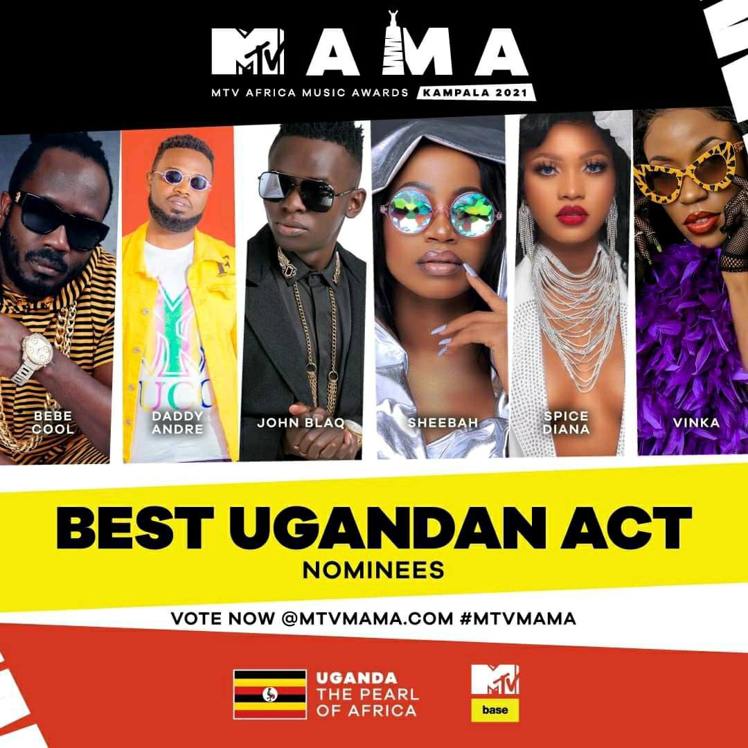The image posted by MTV Base Africa showing Ugandans nominated in the Best Ugandan Act category 