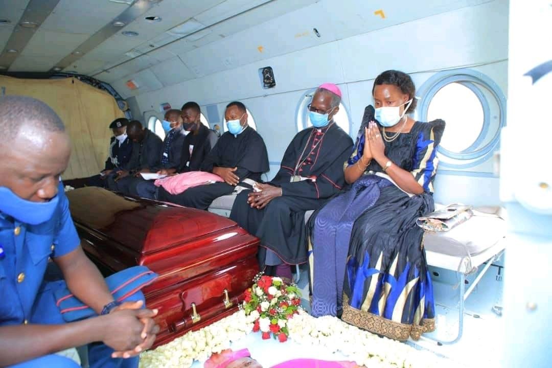 Body of the late Archbishop aboard a Military Chopper 