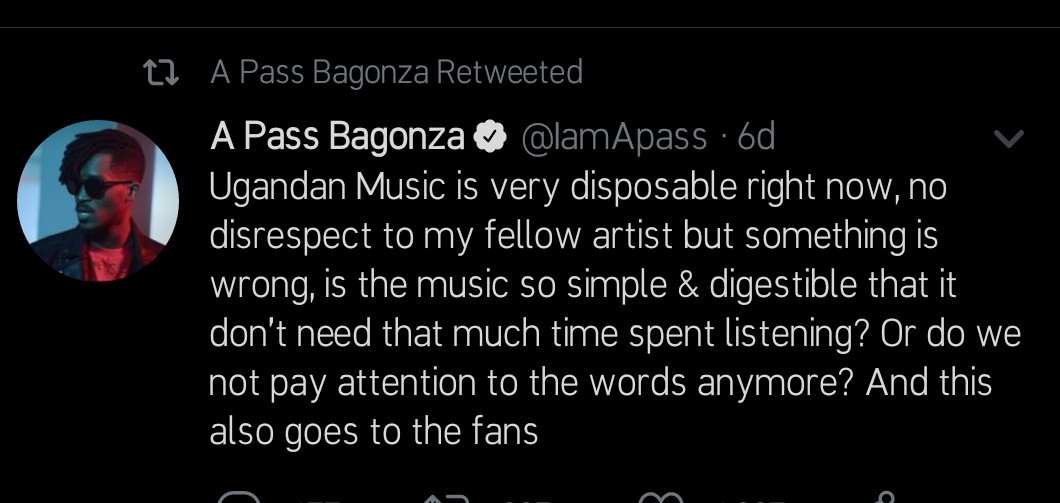 Apass Tweet About How Uganda's Music is Disposable.