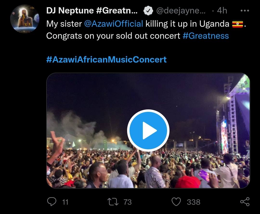 DJ Neptune congratulates Azawi in a tweet