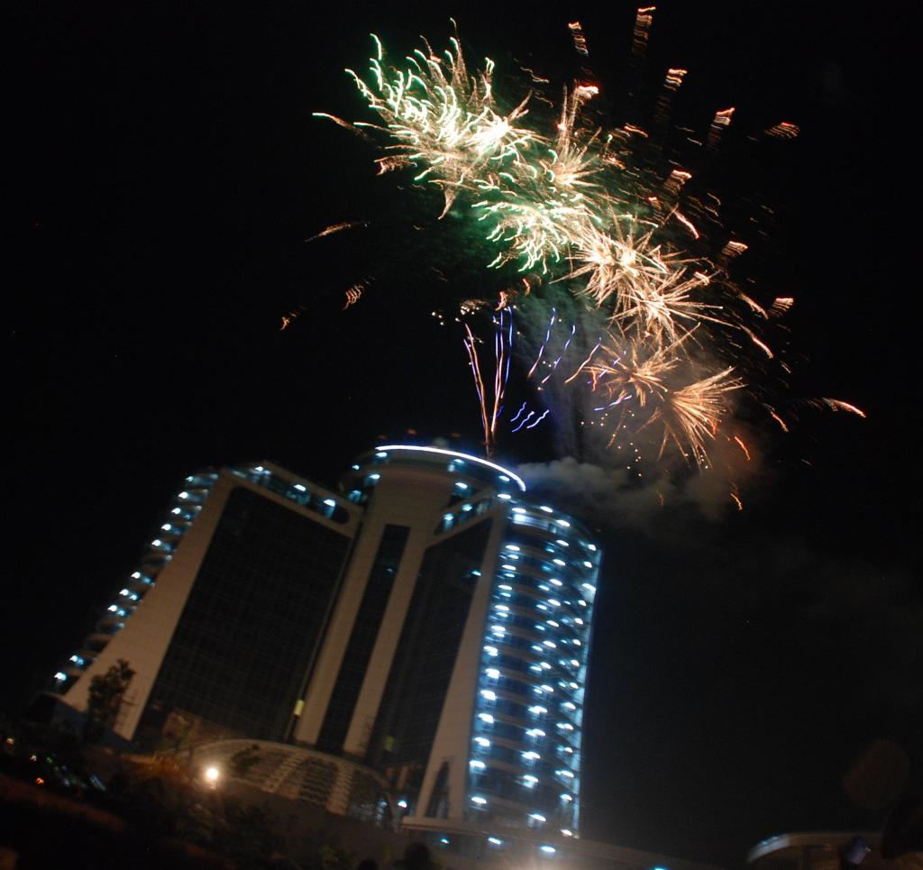 Fireworks display at the Pearl of Africa Hotel, Nakasero Hill in Kampala 