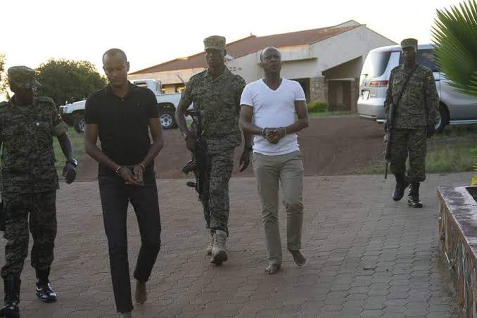 A barefooted Frank Gashumba during his arrest in 2017