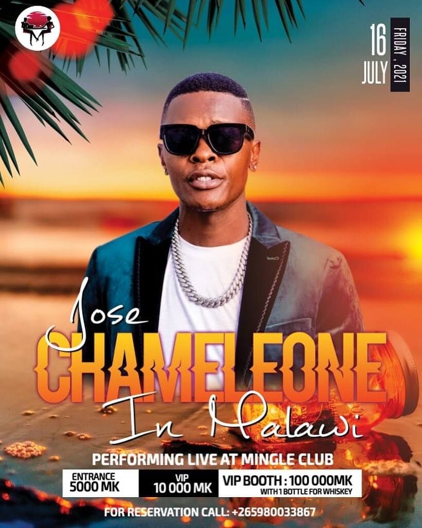 official poster for Jose Chameleone's upcoming Malawi ?? show