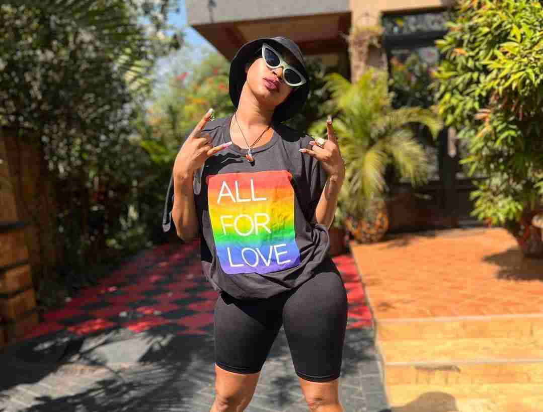 Sheebah Karungi raises suspicion as she raises the rainbow coloured flag. Could she be gay?