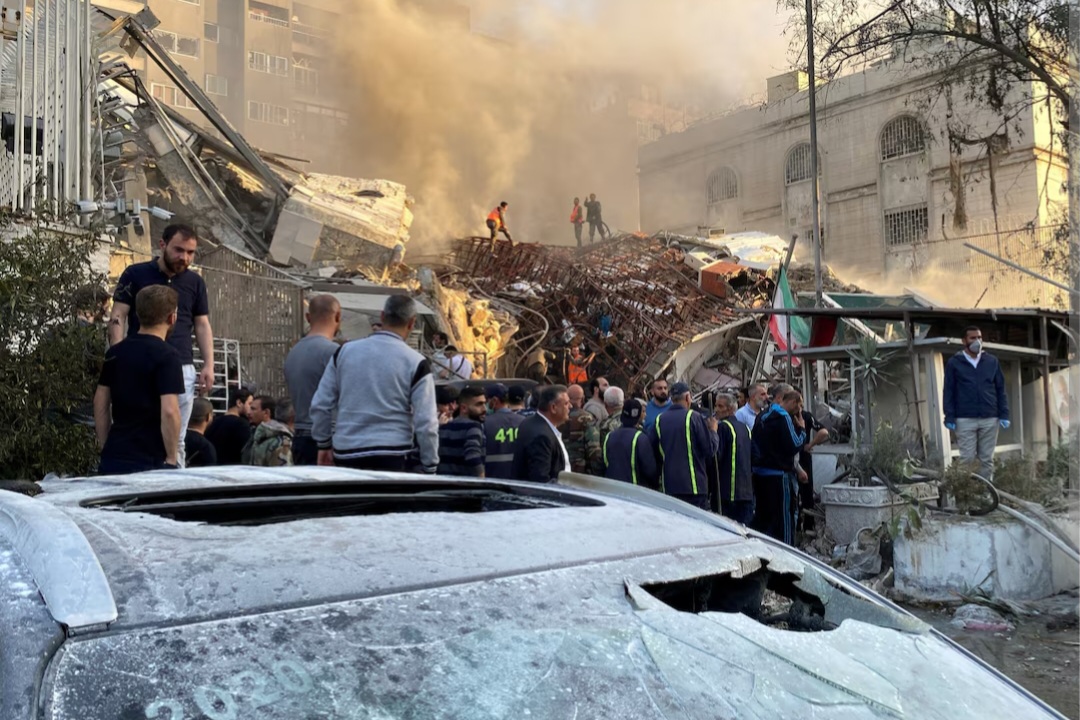 lsrael carries out military air raid on lran consulate in Syria.